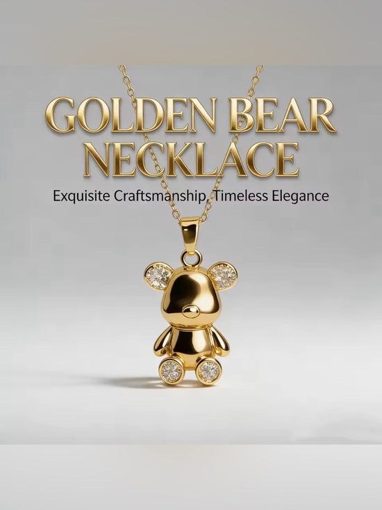 Moon Goddess Emporium Jewelry - 18K Gold Bear Pendant Necklace Micro Pave Diamond Teddy Luxury Fashion Jewelry